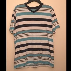 Blue striped v-neck shirt
